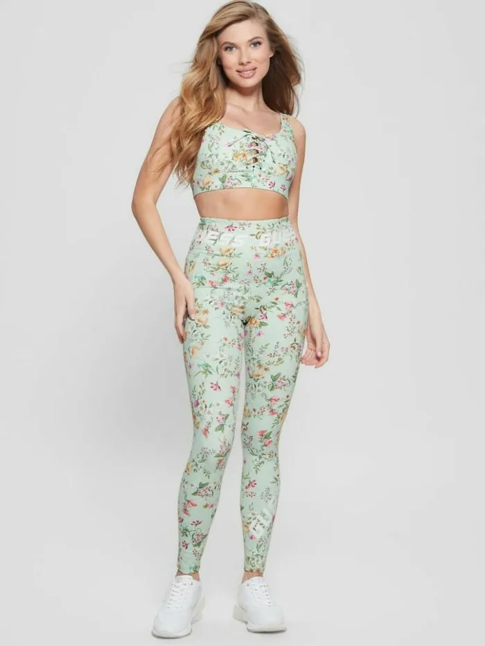Women GUESS Bottoms Eco Davina Printed Leggings Acqua Field Flower