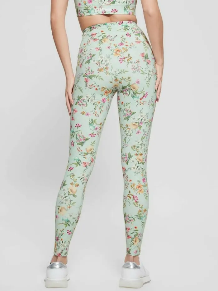 Women GUESS Bottoms Eco Davina Printed Leggings Acqua Field Flower
