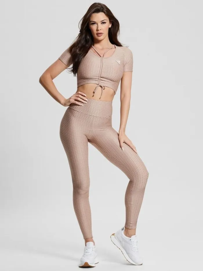 Women GUESS Bottoms Eco Delma Active Leggings Gentle Mink