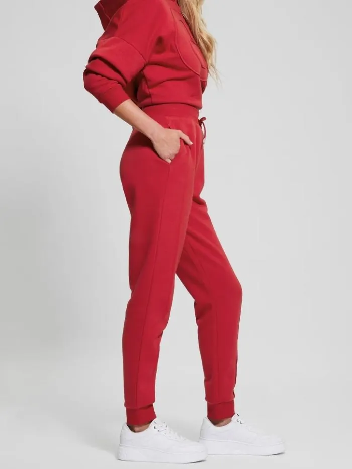 Women GUESS Bottoms Eco GJ Fleece Joggers Downtown Red