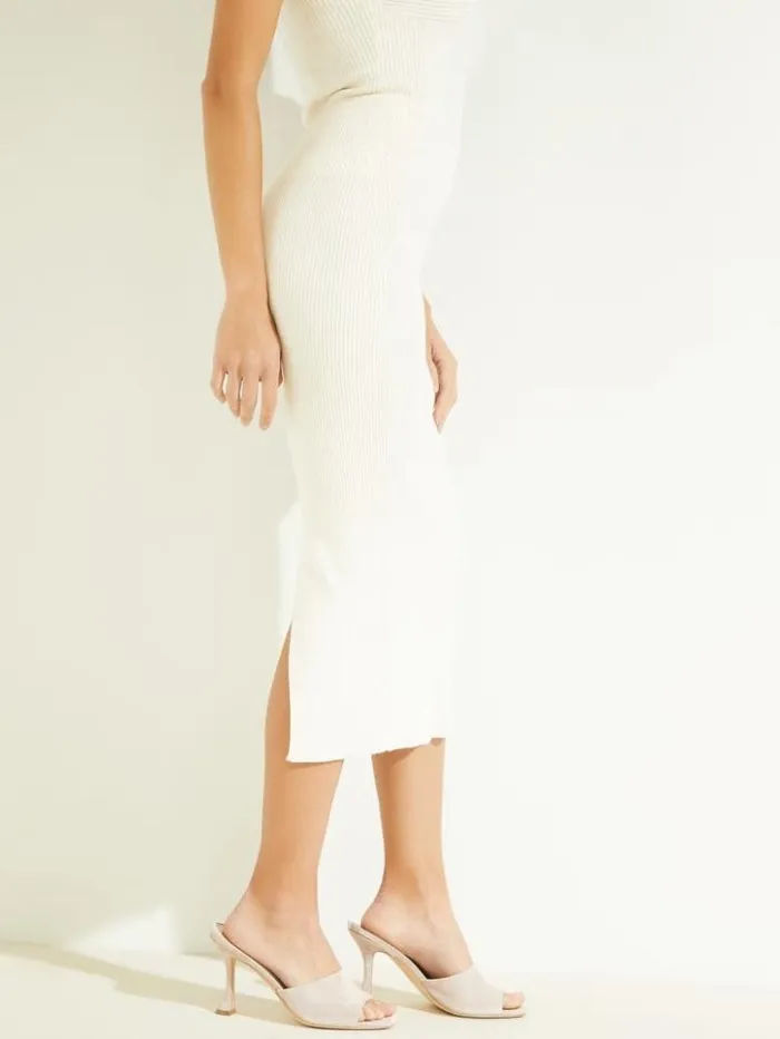 Women GUESS Bottoms Eco Selina RibKnit Skirt Dove White