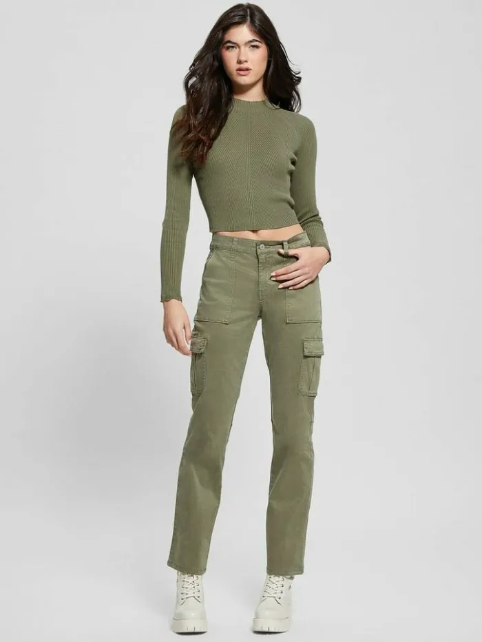 Women GUESS Bottoms Eco Sexy Cargo Pants Isle Wash 32034