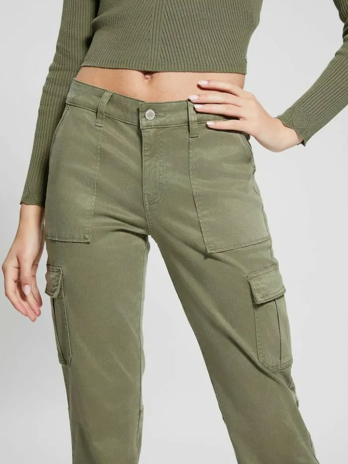 Women GUESS Bottoms Eco Sexy Cargo Pants Isle Wash 32034