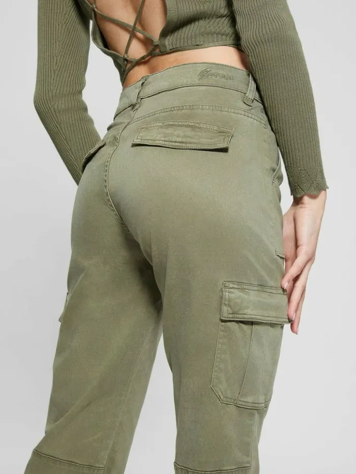Women GUESS Bottoms Eco Sexy Cargo Pants Isle Wash 32034