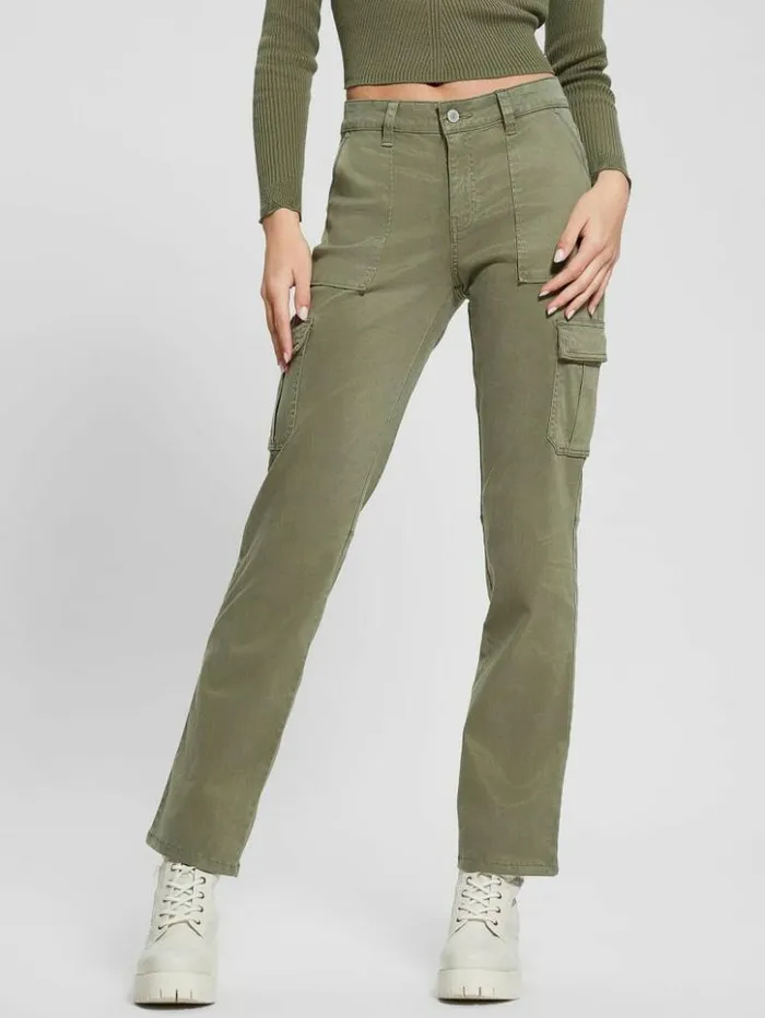 Women GUESS Bottoms Eco Sexy Cargo Pants Isle Wash 32034