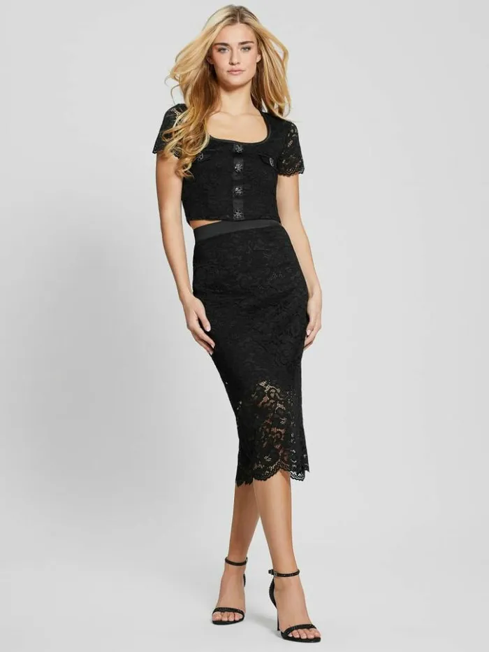 Women GUESS Bottoms Erika Midi Skirt Black