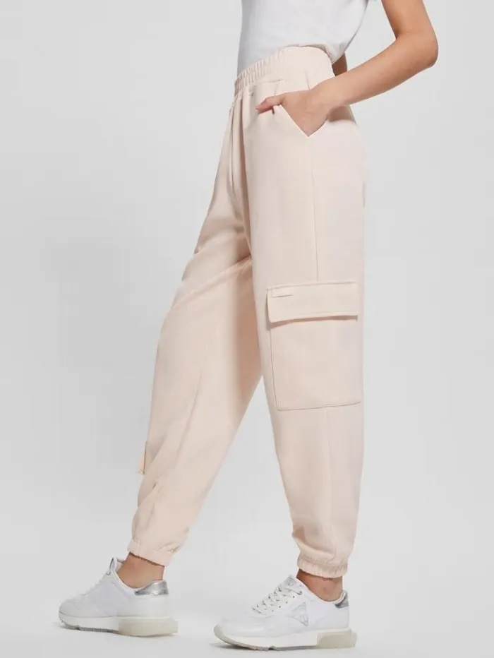 Women GUESS Bottoms Euphemia Cargo Sweatpants Neutral Milk
