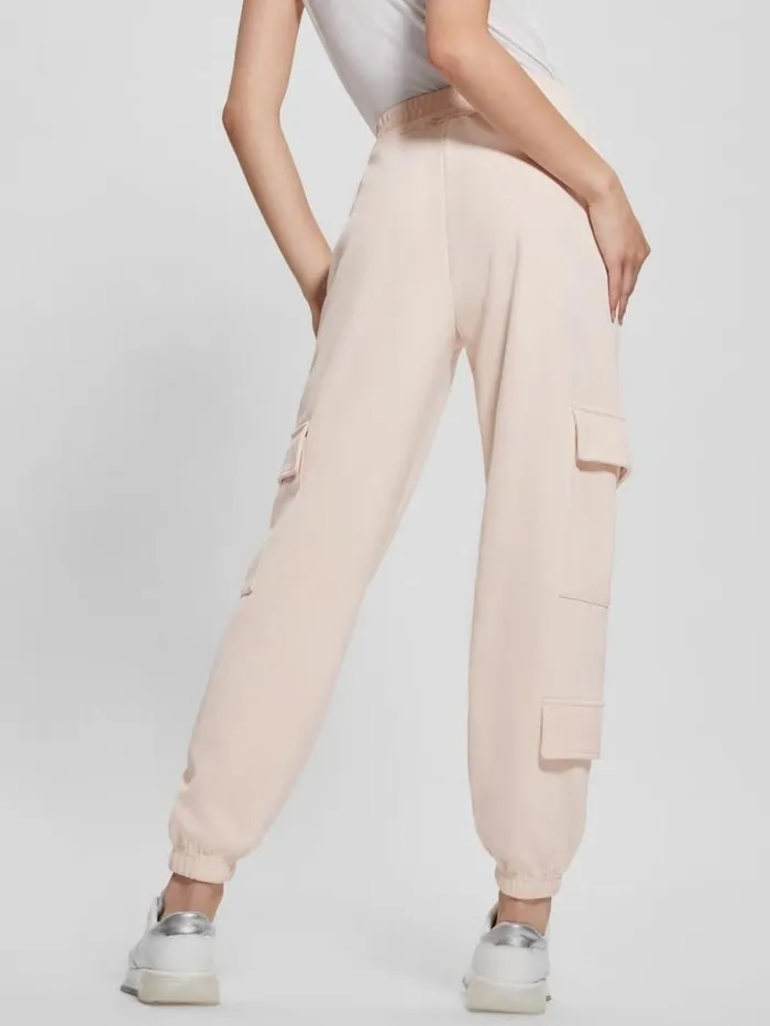 Women GUESS Bottoms Euphemia Cargo Sweatpants Neutral Milk