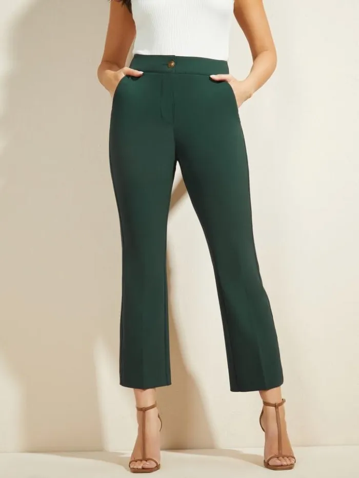Women GUESS Bottoms Evelyn Cropped Pant Chenille Green