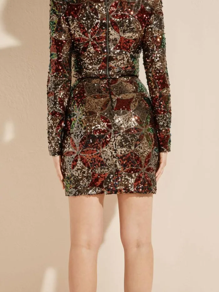 Women GUESS Bottoms Ezra Sequin Skirt Harlequin Sequin