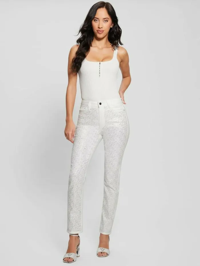 Women GUESS Bottoms Girly Satin Pants Pure White