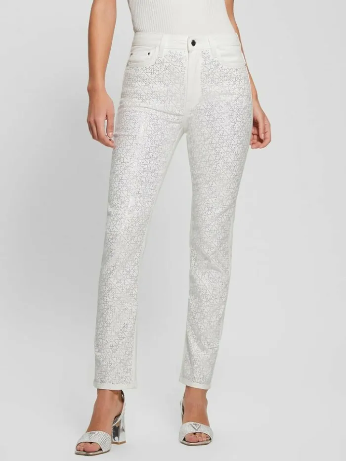 Women GUESS Bottoms Girly Satin Pants Pure White