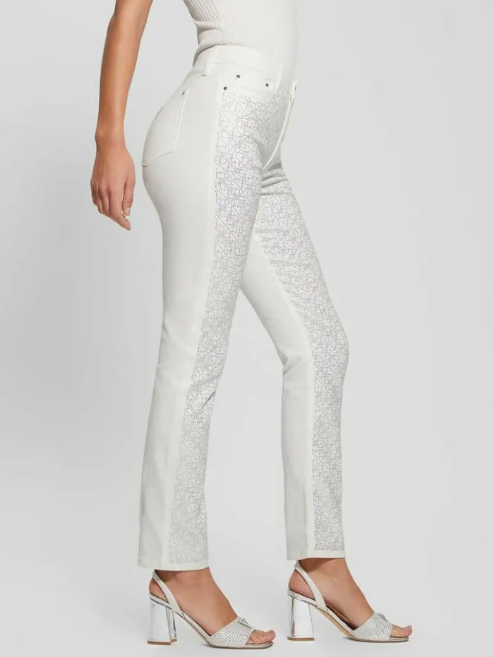 Women GUESS Bottoms Girly Satin Pants Pure White