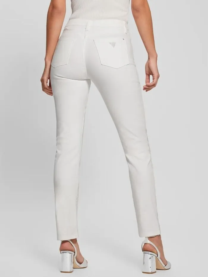 Women GUESS Bottoms Girly Satin Pants Pure White