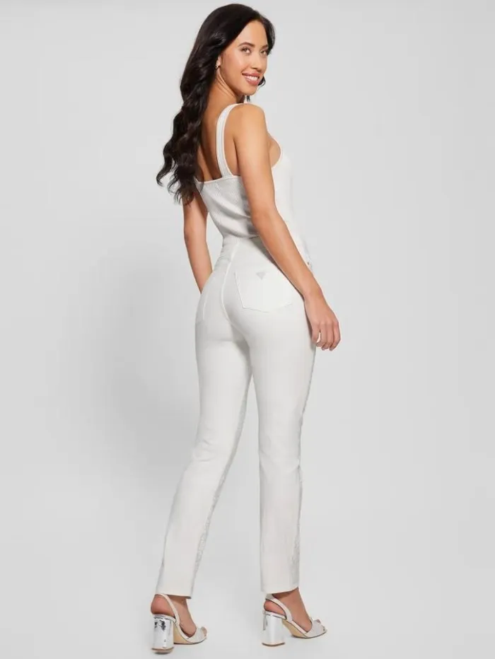 Women GUESS Bottoms Girly Satin Pants Pure White