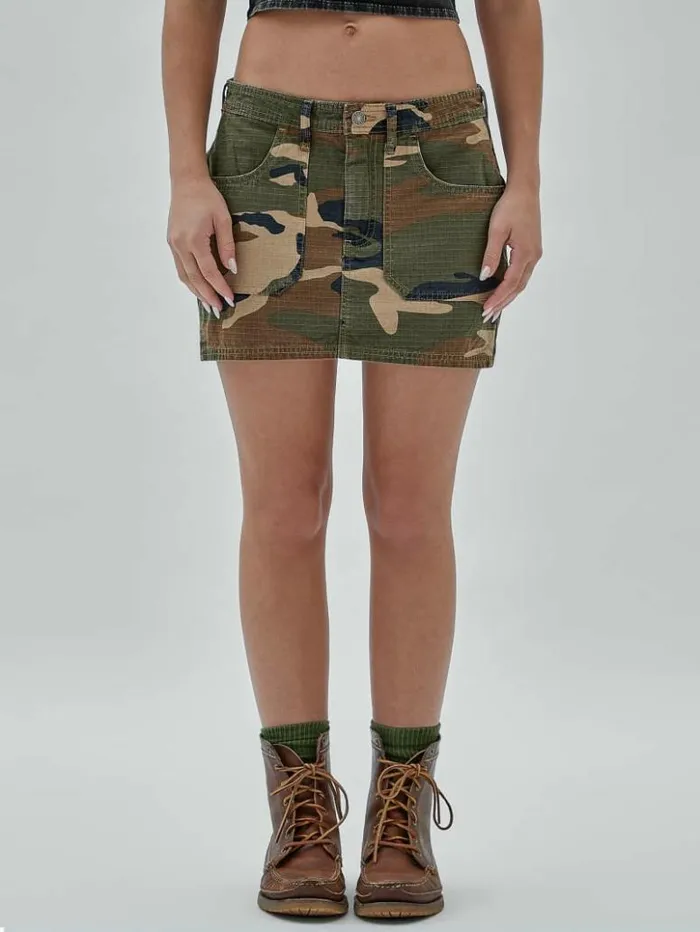 Women GUESS Bottoms GUESS Originals Zip Camo Mini Skirt Surplus Camo