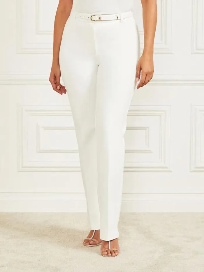 Women GUESS Bottoms Harper Pant Pale Pearl