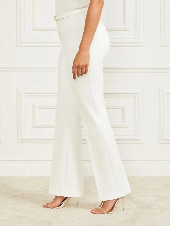 Women GUESS Bottoms Harper Pant Pale Pearl