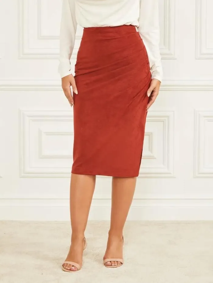 Women GUESS Bottoms Hudson Pencil Skirt Dark Jam Red