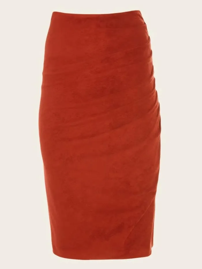 Women GUESS Bottoms Hudson Pencil Skirt Dark Jam Red