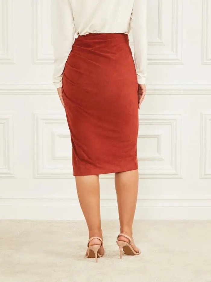 Women GUESS Bottoms Hudson Pencil Skirt Dark Jam Red