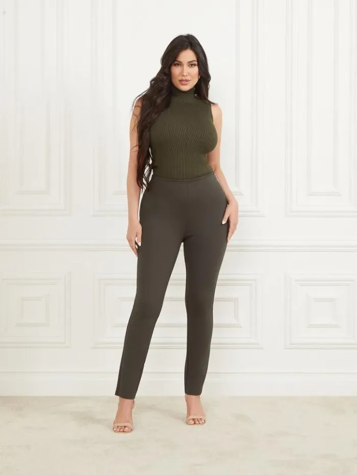 Women GUESS Bottoms Jane Ponte Legging 344 Olive Branch