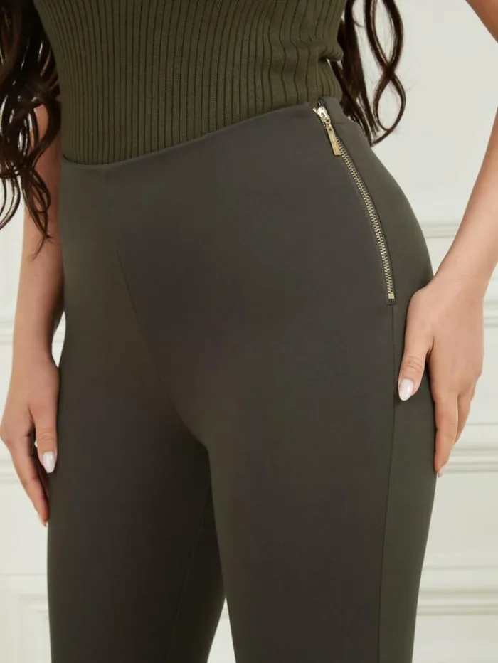 Women GUESS Bottoms Jane Ponte Legging 344 Olive Branch