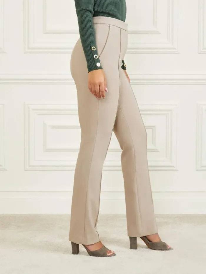Women GUESS Bottoms Logan Straight Leg Pant Natural Siena