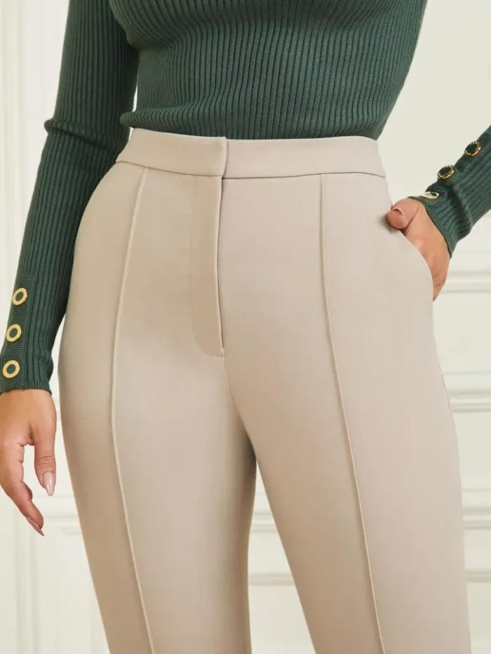 Women GUESS Bottoms Logan Straight Leg Pant Natural Siena