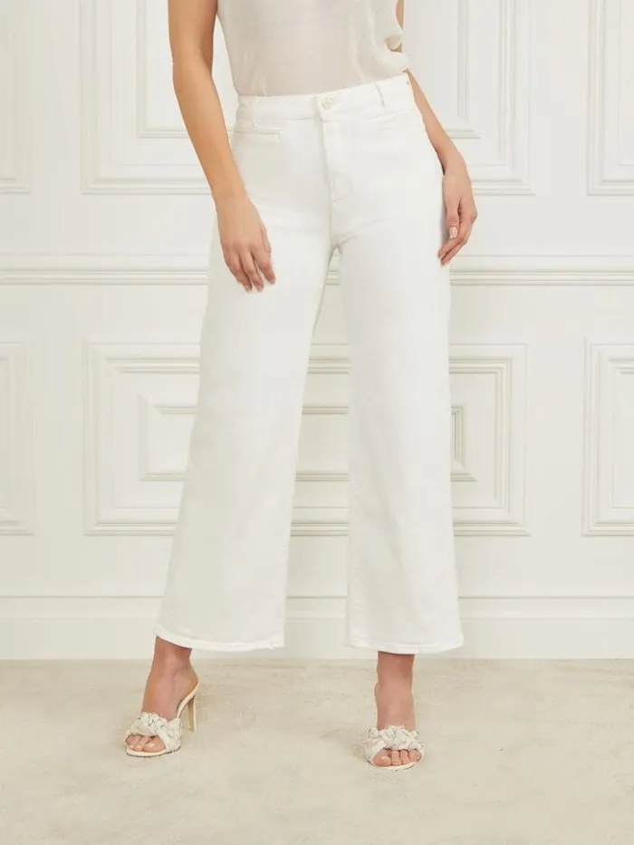 Women GUESS Bottoms Lyric Wide Leg Denim Pant Chalk Wash