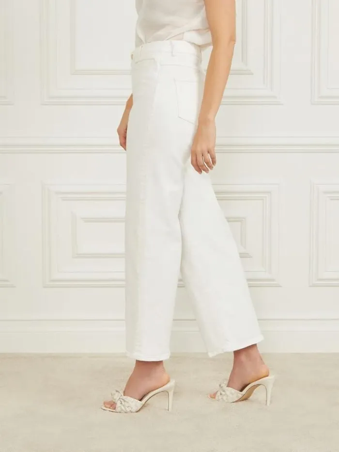 Women GUESS Bottoms Lyric Wide Leg Denim Pant Chalk Wash