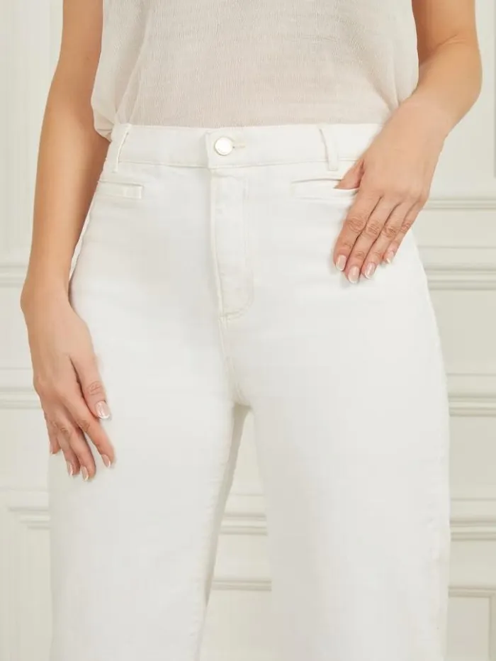 Women GUESS Bottoms Lyric Wide Leg Denim Pant Chalk Wash