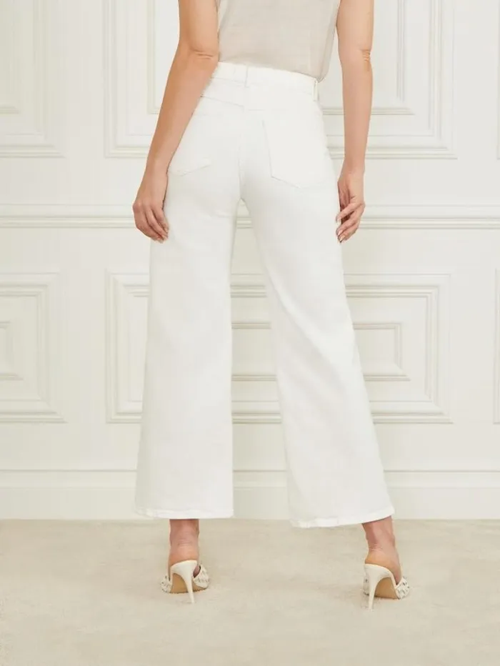Women GUESS Bottoms Lyric Wide Leg Denim Pant Chalk Wash