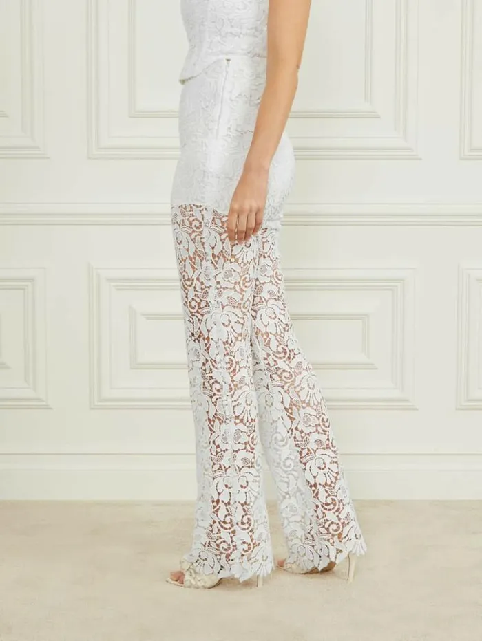 Women GUESS Bottoms Primrose Lace Pant Pale Pearl