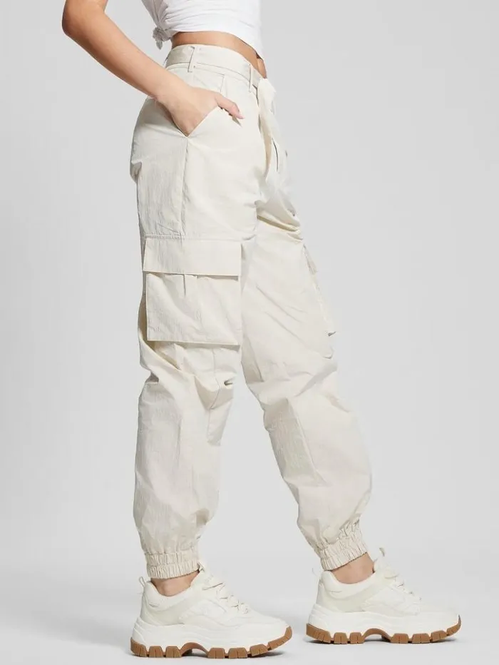 Women GUESS Bottoms Riko Cargo Pants Pearl Oyster