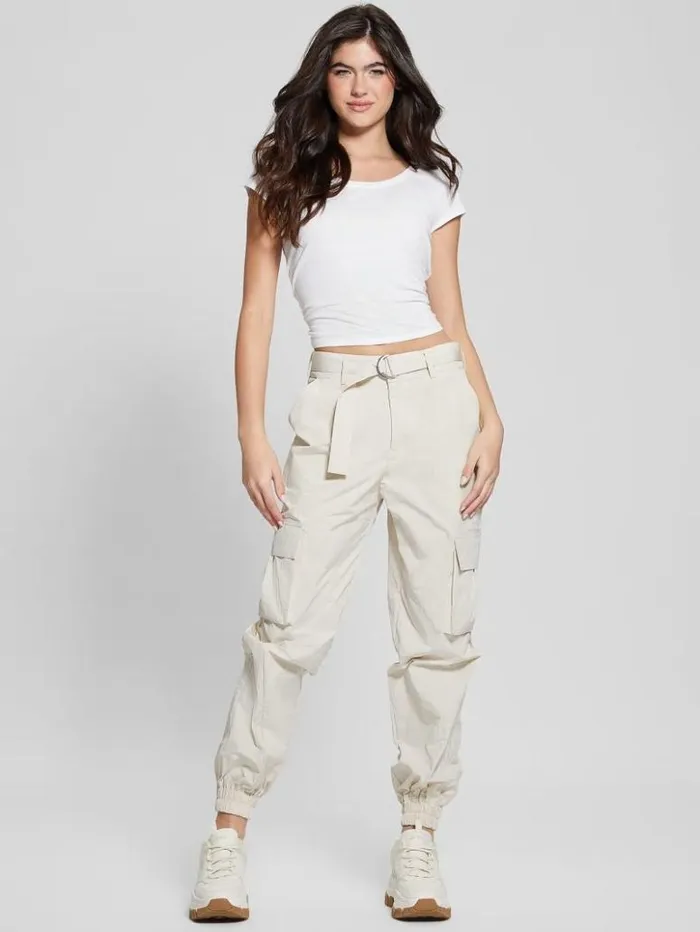 Women GUESS Bottoms Riko Cargo Pants Pearl Oyster