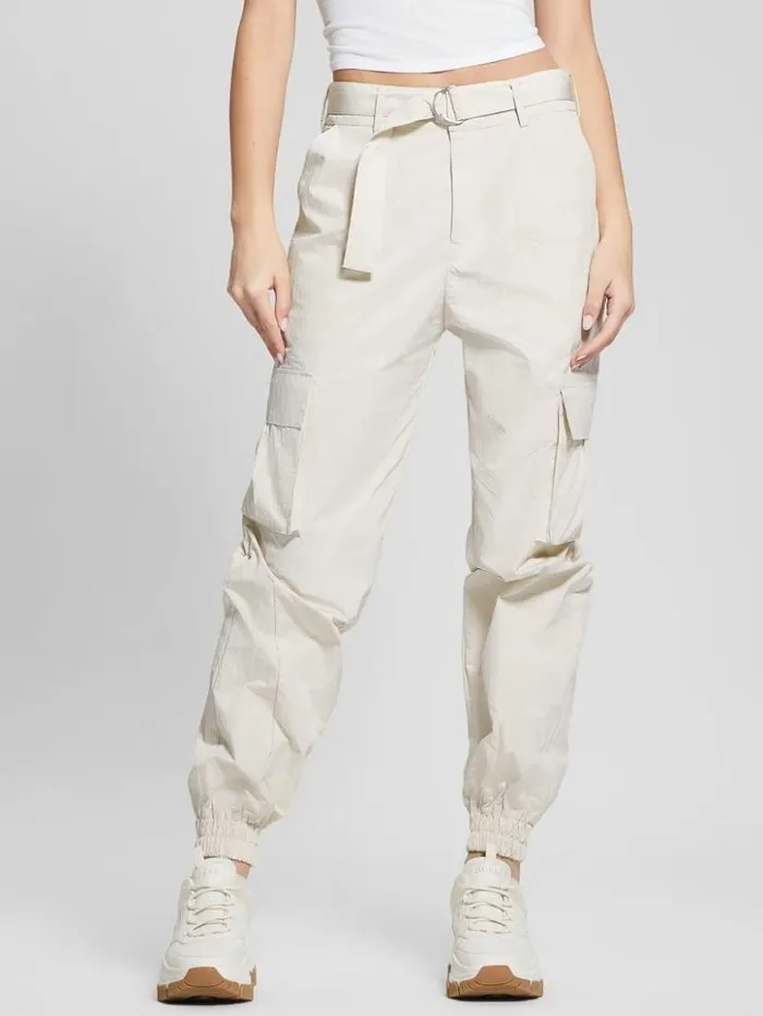 Women GUESS Bottoms Riko Cargo Pants Pearl Oyster