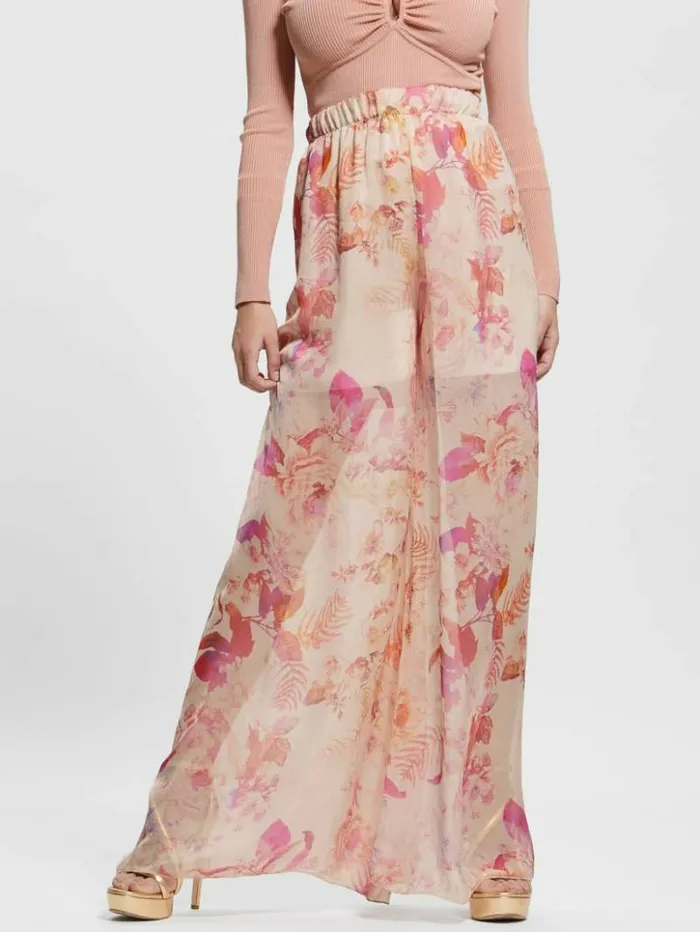 Women GUESS Bottoms Roxan Wide Leg Pants Reclaimed Romance