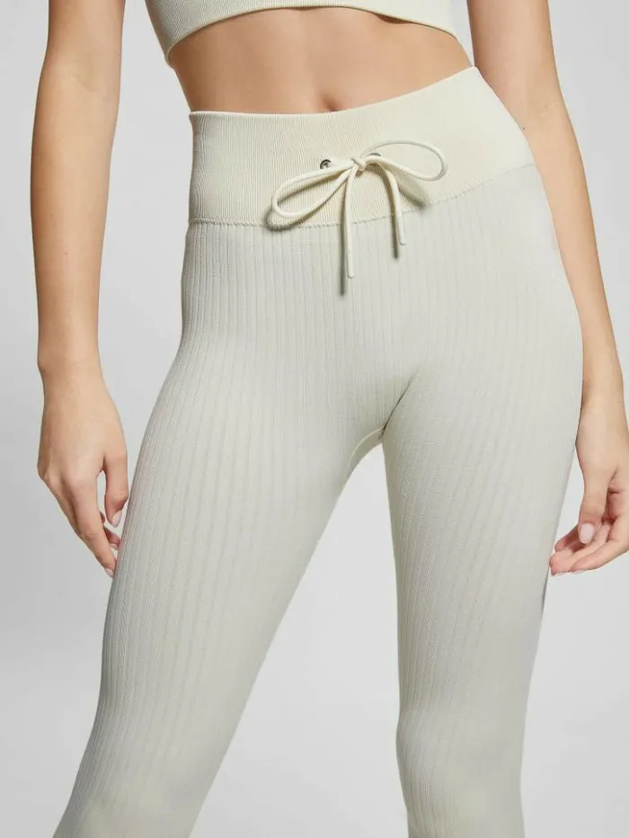 Women GUESS Bottoms Seamless Ribbed Leggings Warm White