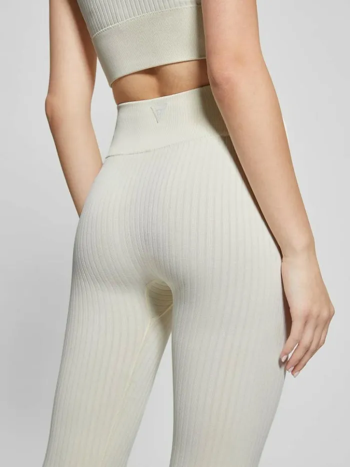 Women GUESS Bottoms Seamless Ribbed Leggings Warm White