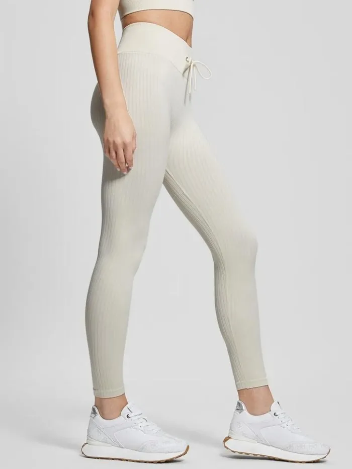 Women GUESS Bottoms Seamless Ribbed Leggings Warm White