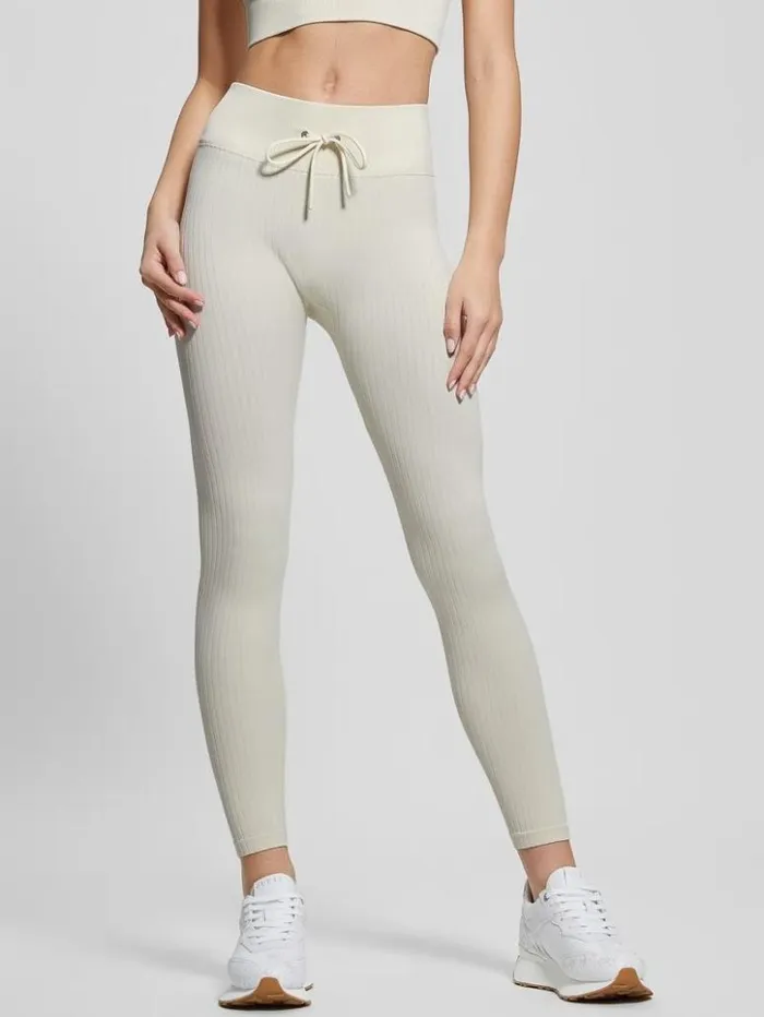 Women GUESS Bottoms Seamless Ribbed Leggings Warm White