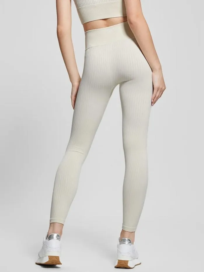 Women GUESS Bottoms Seamless Ribbed Leggings Warm White