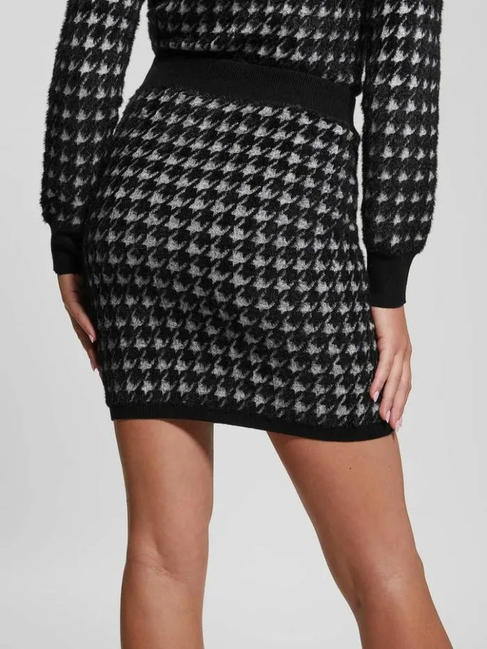 Women GUESS Bottoms Violet Houndstooth Sweater Skirt Whiteblack Pied De Poule Women GUESS Bottoms Violet Houndstooth Sweater Skirt Whiteblack Pied De Poule