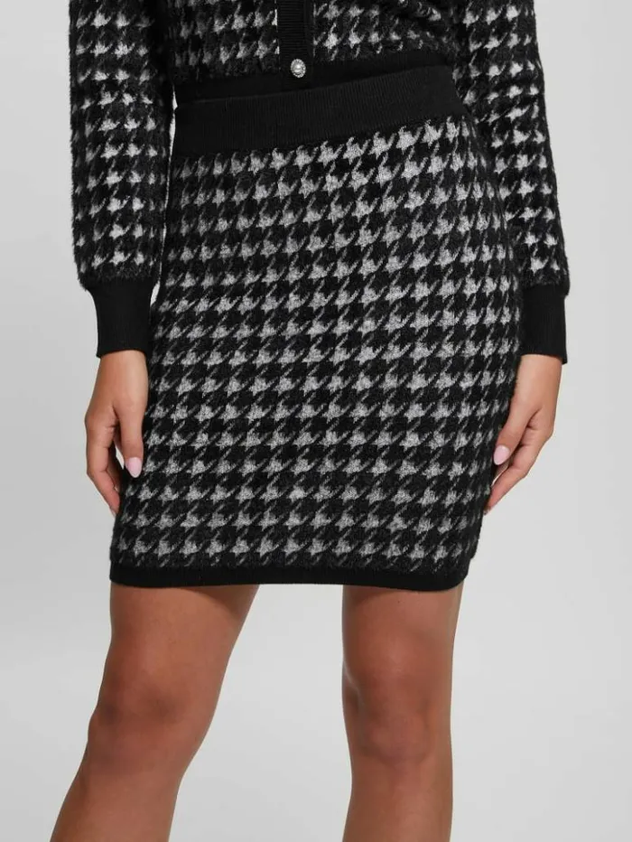 Women GUESS Bottoms Violet Houndstooth Sweater Skirt Whiteblack Pied De Poule Women GUESS Bottoms Violet Houndstooth Sweater Skirt Whiteblack Pied De Poule