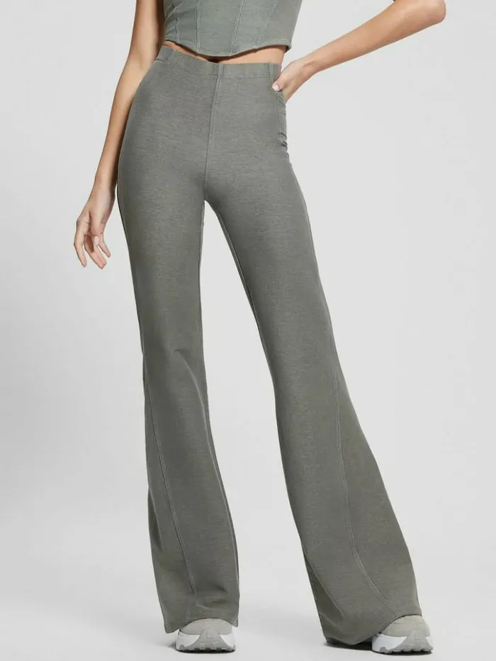 Women GUESS Bottoms Washed Flare Leggings Colored Grey Multi
