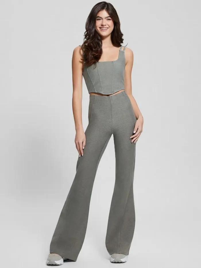 Women GUESS Bottoms Washed Flare Leggings Colored Grey Multi