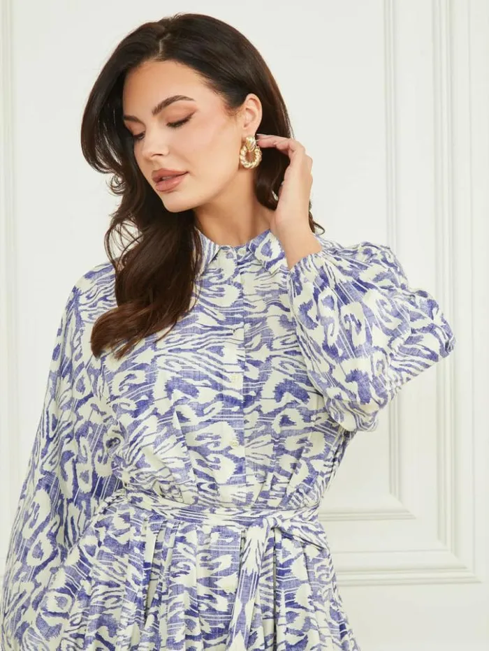 Women GUESS Dresses and Jumpsuits Abbie Shirtdress Substance Blue Print