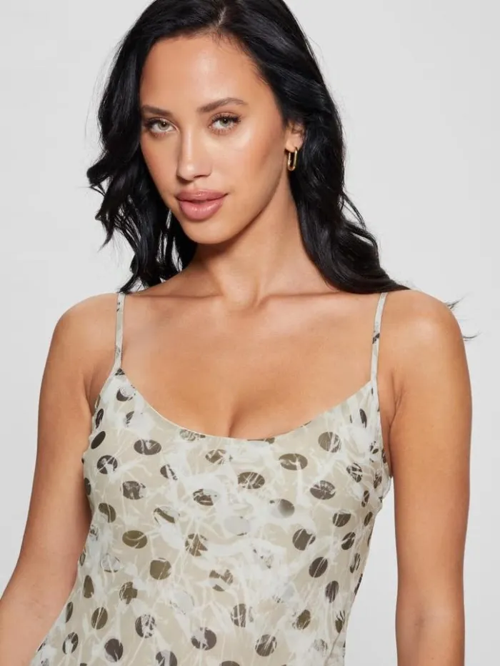 Women GUESS Dresses and Jumpsuits Akilina Printed Midi Dress Sandy Polka Dots Women GUESS Dresses and Jumpsuits Akilina Printed Midi Dress Sandy Polka Dots