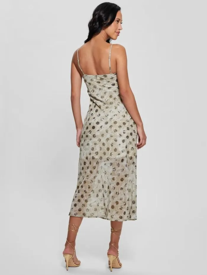 Women GUESS Dresses and Jumpsuits Akilina Printed Midi Dress Sandy Polka Dots Women GUESS Dresses and Jumpsuits Akilina Printed Midi Dress Sandy Polka Dots